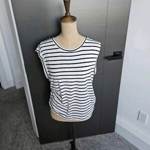Cleo Black and White Striped Muscle Tee